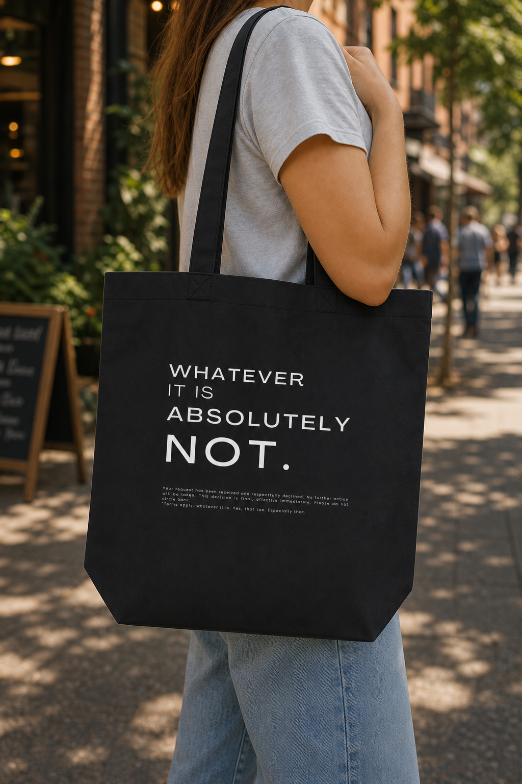 Absolutely Not Tote Bag by Work Stories