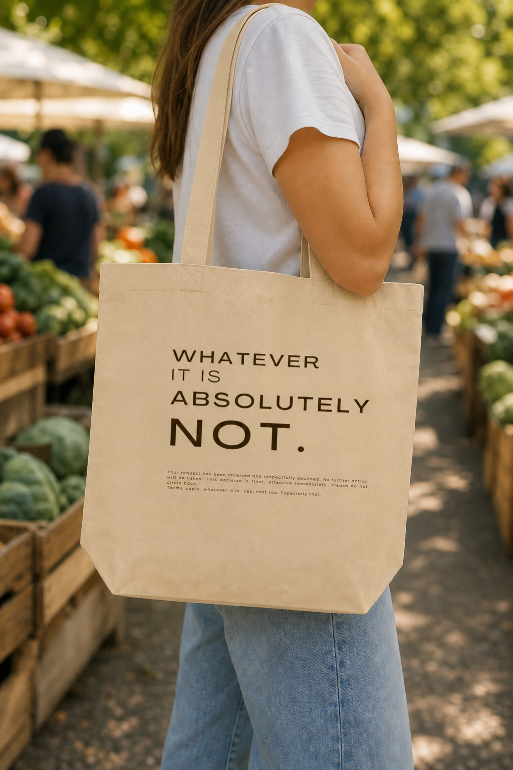 Absolutely Not Tote Bag by Work Stories