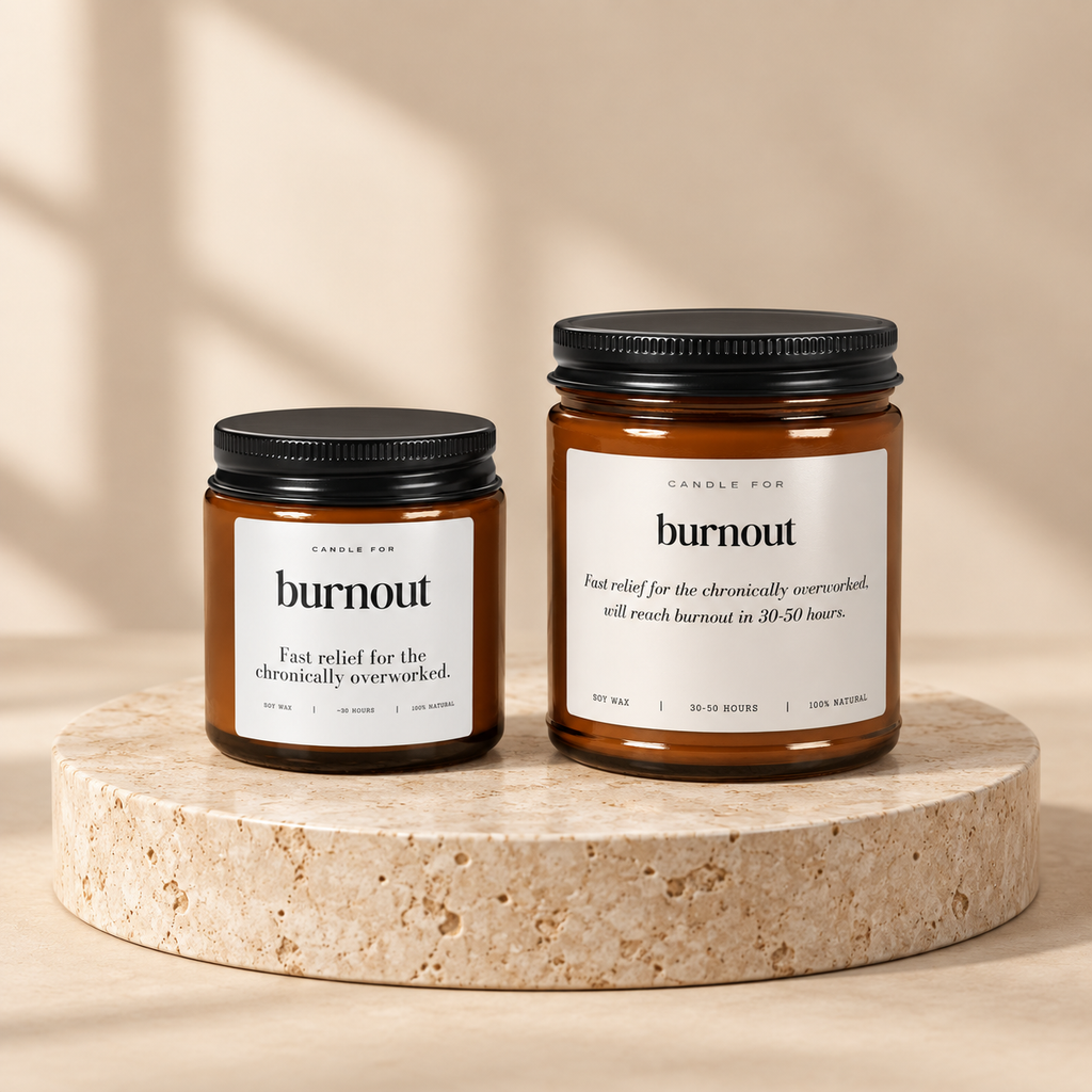 Burnout Relief Soy Candle — 4 oz and 9 oz jars together