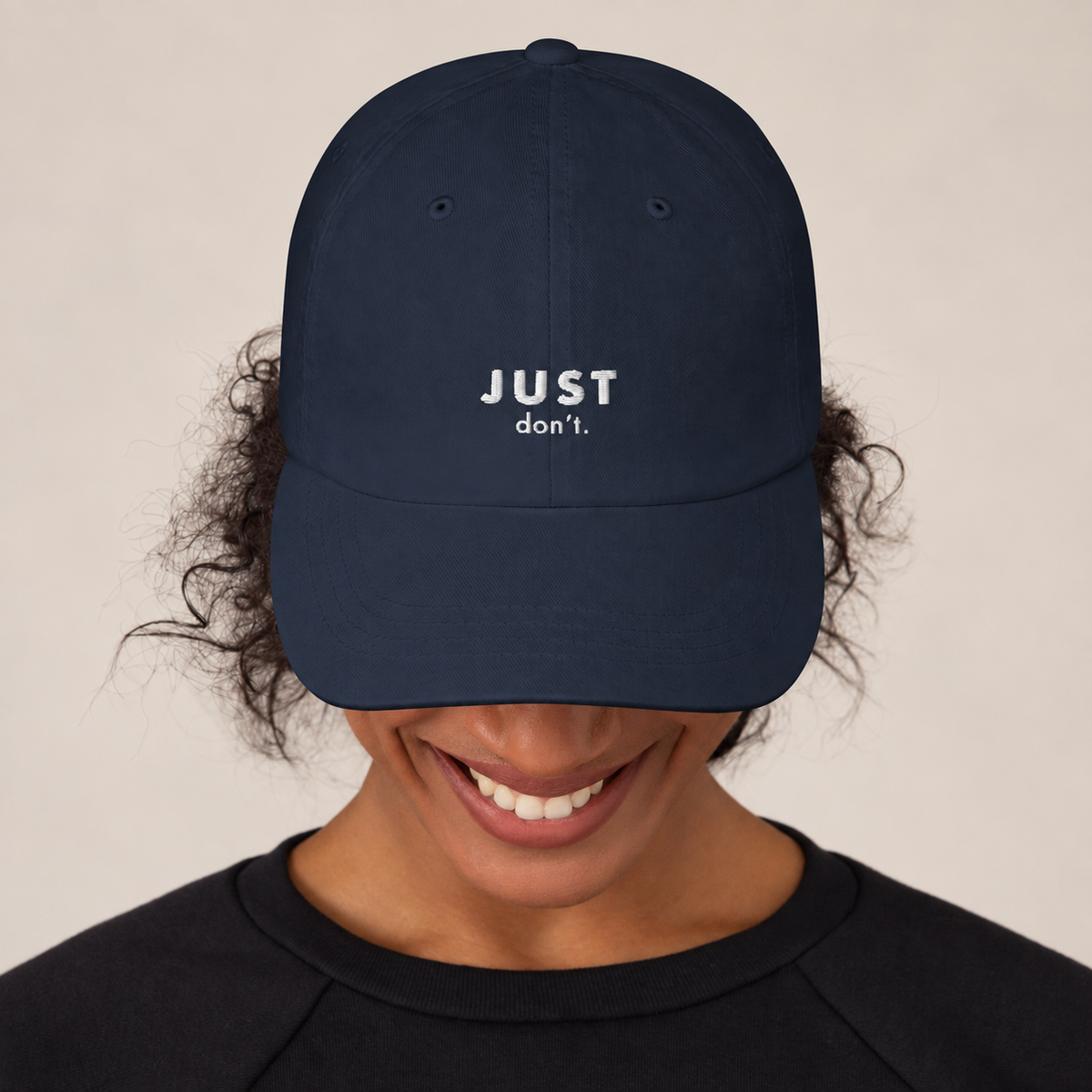 Just Don’t Baseball Hat — Navy, front view
