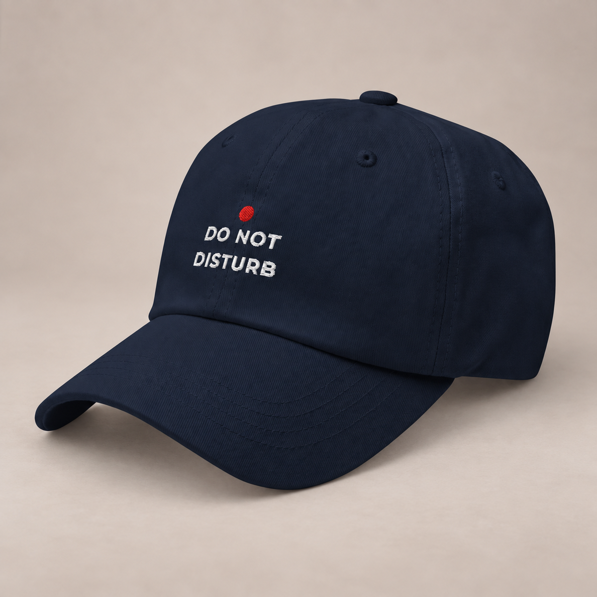 Do Not Disturb Baseball Hat — Navy, side view