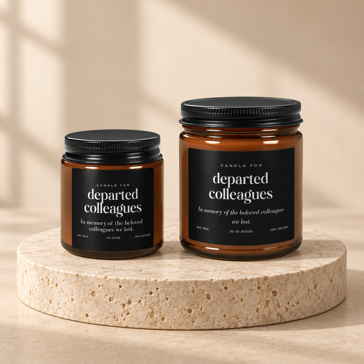 Departed Colleagues Soy Candle — 4 oz and 9 oz jars together