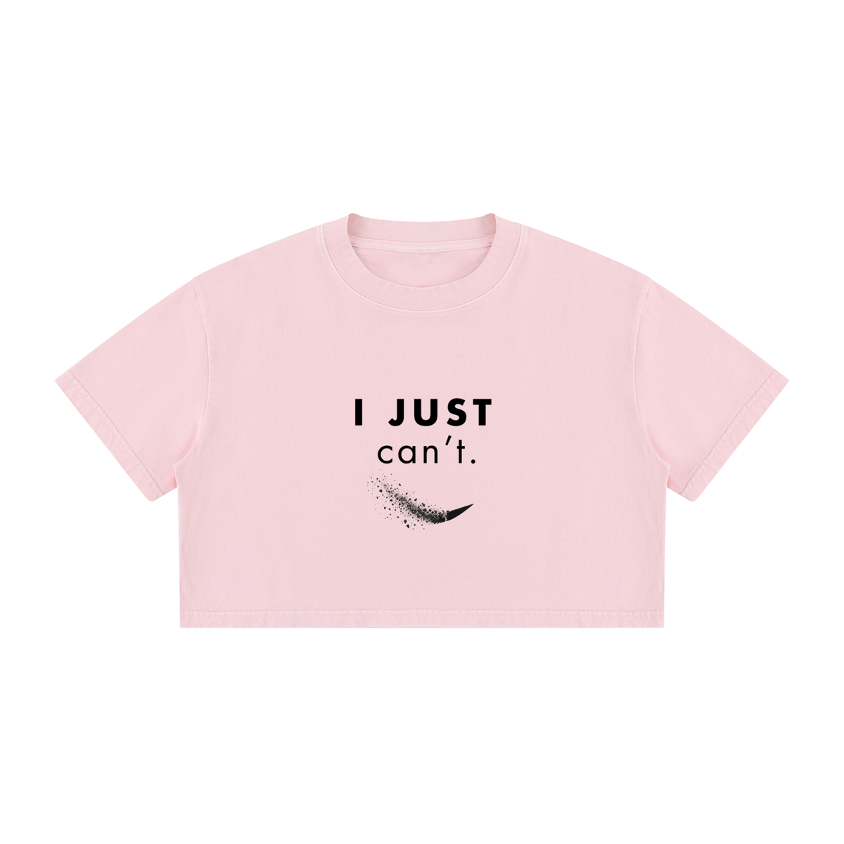 I Just Can’t Women’s Mineral Wash Crop Tee, Pink