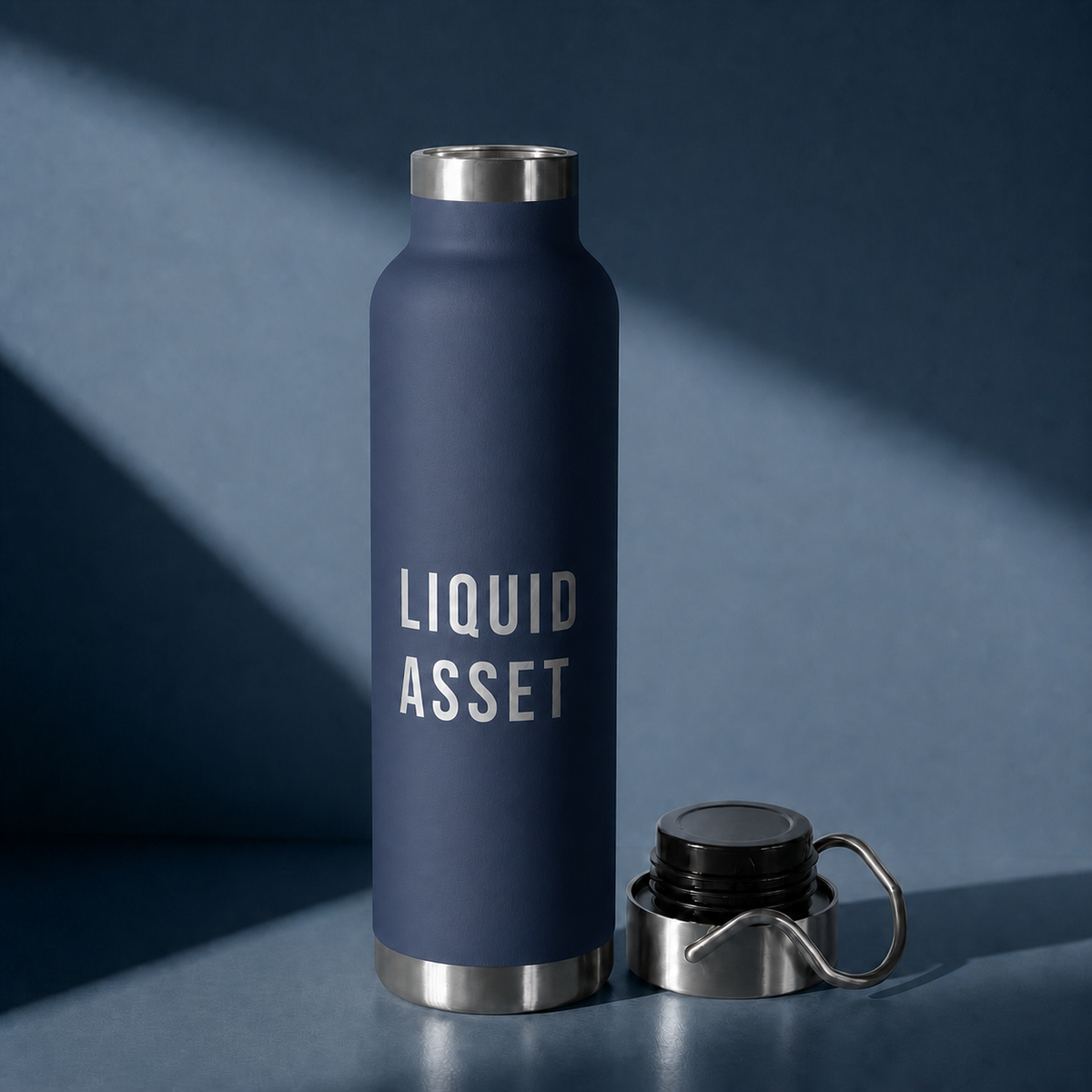 Liquid Asset Water Bottle, Navy