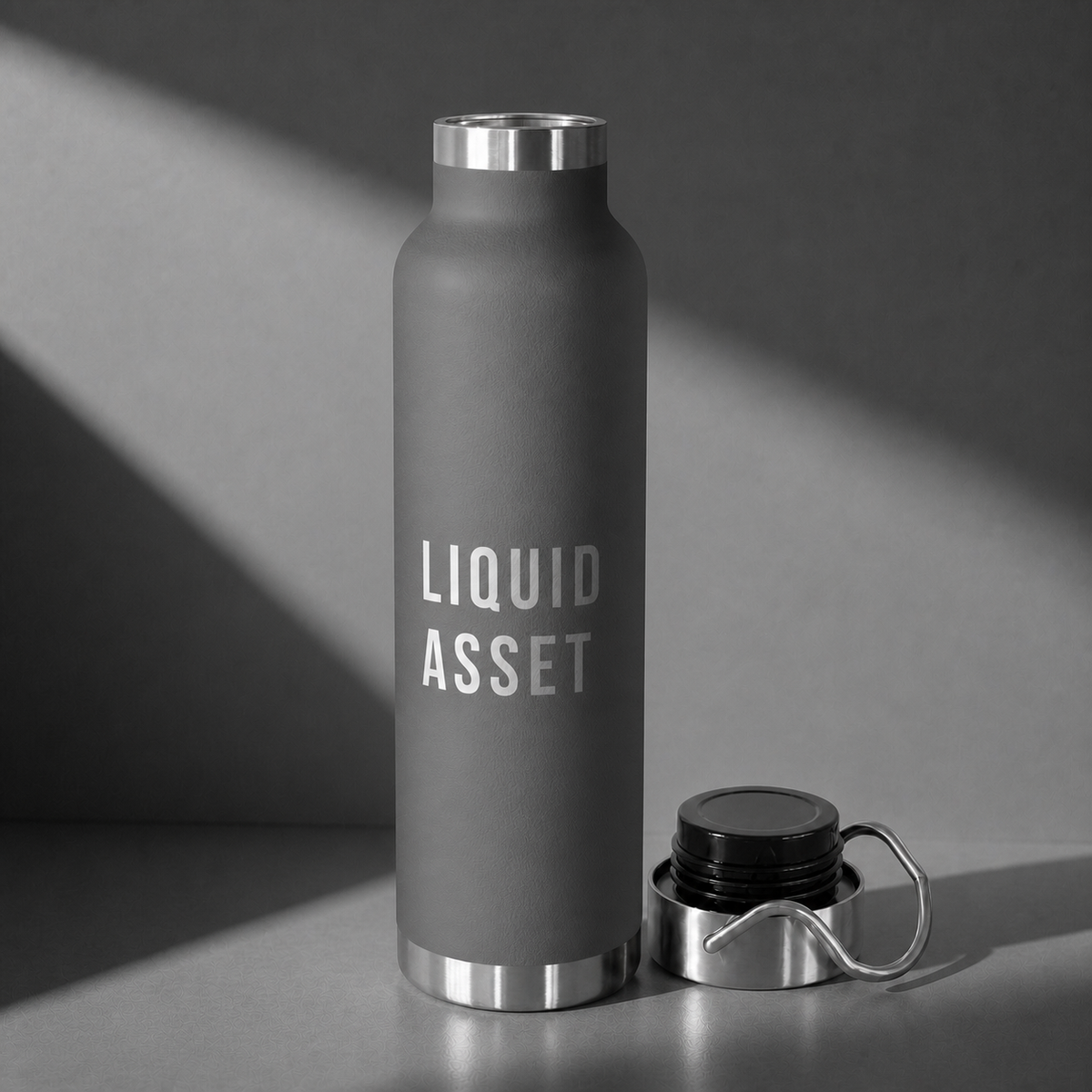 Liquid Asset Water Bottle, Grey