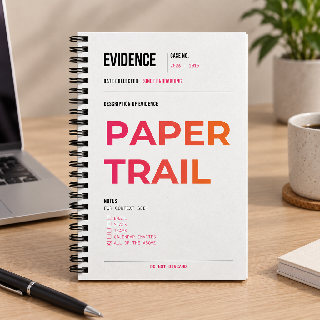 Paper Trail Dotted Notebook — on a desk